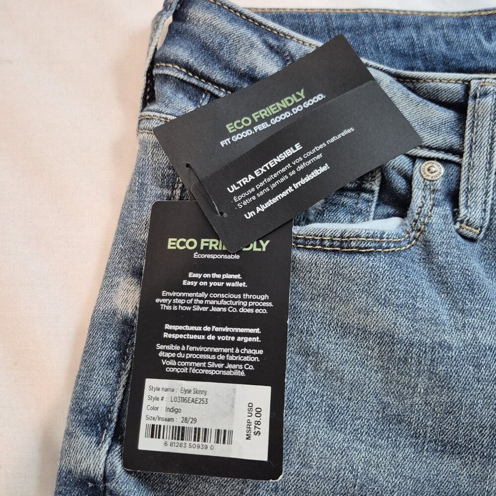 Silver Jeans Women's Jeans Size 28 L 29 Elyse Curvy Fit Mid Rise Skinny Leg  (62 - Picture 4 of 14